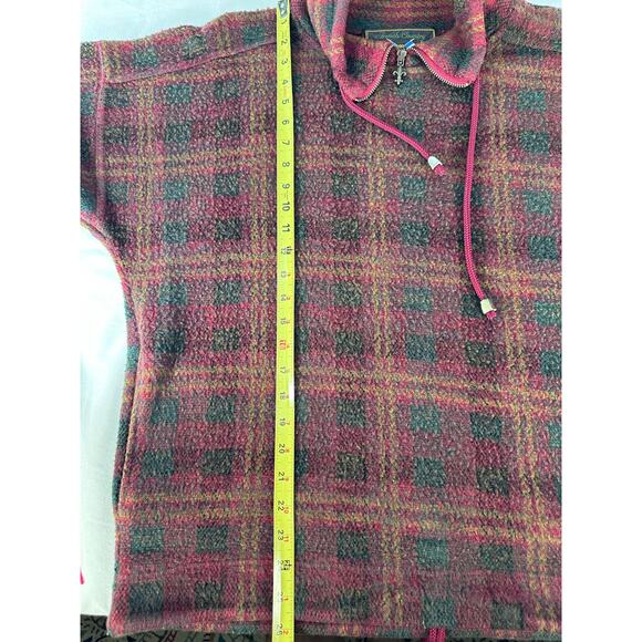 VTG 90s French Country Express Women' sz S Oversized Fleece Pullover Plaid Comfy - Picture 5 of 8